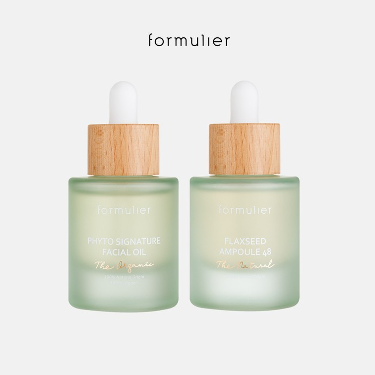 【油水平衡組合】formulier福木有機 植萃純然精華油 +亞麻籽安瓶48  ▶70G009